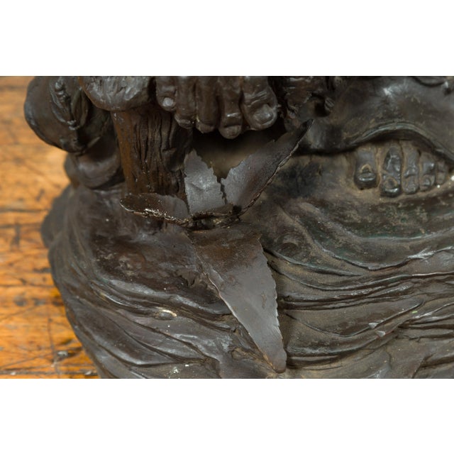 Mid 20th Century Bronze Mythical Warrior Holding a Flask Sculpture For Sale - Image 4 of 13