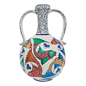 Vintage Hand Crafted Mert El Sanatlari Turkish Iznik Style Bottle Vase