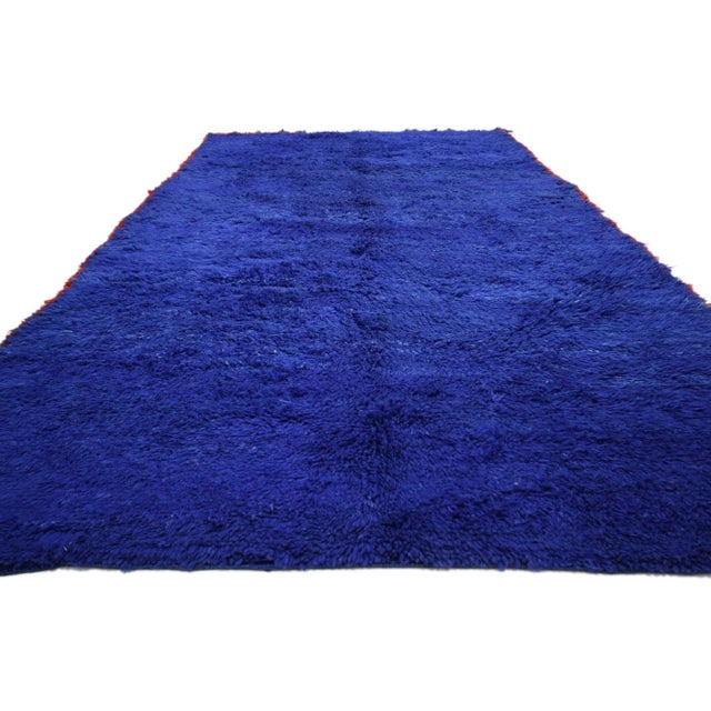 Berber Tribes of Morocco Vintage Blue Beni MGuild Moroccan Rug - 06'08 X 12'07 For Sale - Image 4 of 8