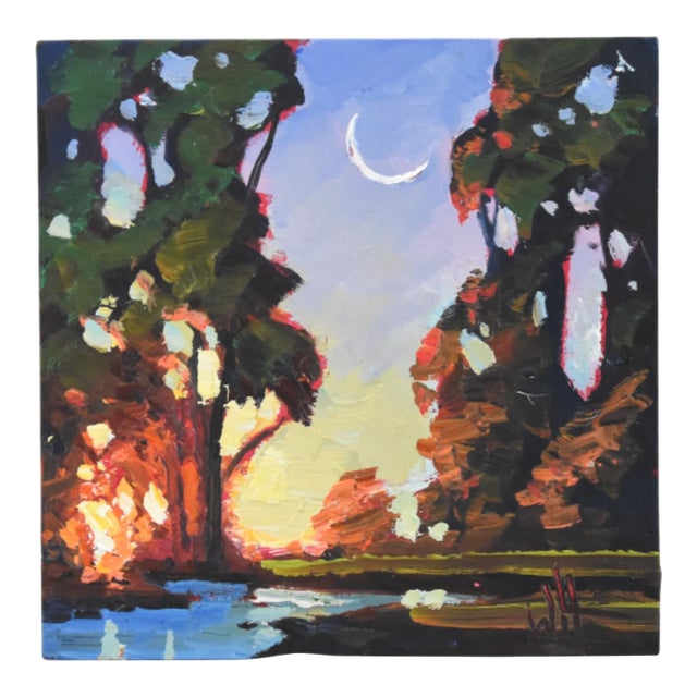 William Hawkins Moonlight River Landscape Oil Painting For Sale