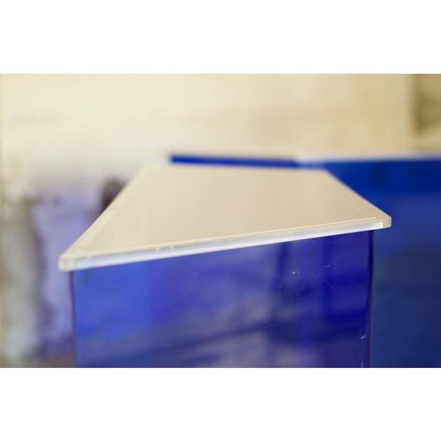 Blue International Acrylic Glass Reception Display Stands, 1980, Set of 2 For Sale - Image 13 of 18