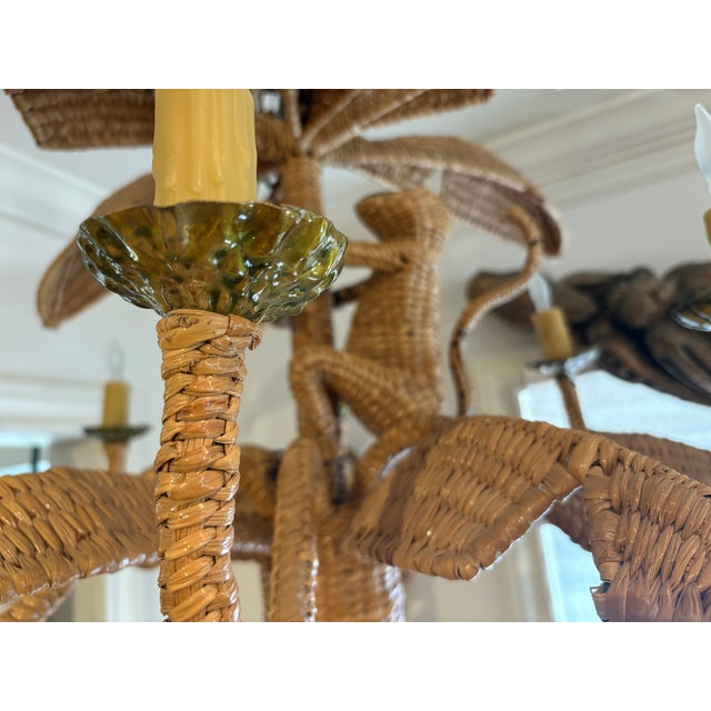 Mario Torres 1960s Mario Torres Palm Tree Chandelier With Monkey For Sale - Image 4 of 14