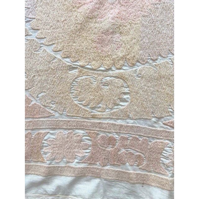 Mid-Century Modern Bukhara Suzani Tablecloth - Vintage Embroidered Textile For Sale - Image 3 of 7