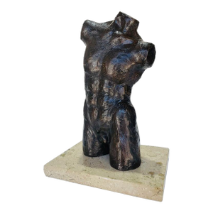 1970s Victor Salmones Bronze Male Torso Sculpture Artist Proof, Figurative Mexican Art
