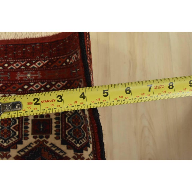 Turkmen Runner 2’10” X 6’4” Ivory Wool Vintage Tribal Hand-Knotted Rug For Sale - Image 9 of 11