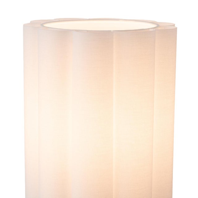 Scalloped Wall Sconce - Plug-In, Walnut, Weathered Brass, White Linen, Diffuser, Inline Dimmer For Sale In Los Angeles - Image 6 of 8