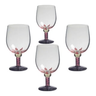 1980s Kosta Boda Palm Trees Water Goblets Set of 4 For Sale