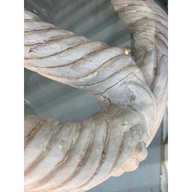 Wood 1980s Hand-Carved Wood and Glass Rope Coffee Table For Sale - Image 7 of 8