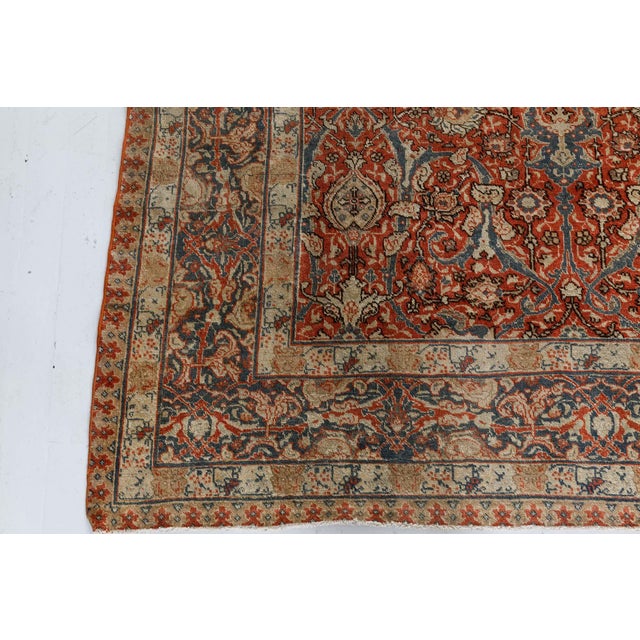 Textile Early 20th Century Persian Tabriz Red Handmade Wool Rug For Sale - Image 7 of 8