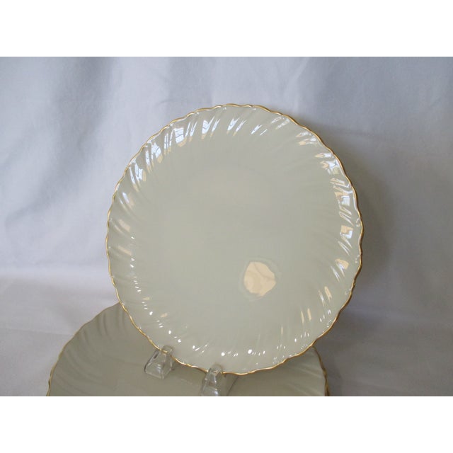 Lenox Laurent D516 Luncheon Plates in Ivory With Swirl and Gold Rim, Manufactured 196086 Set
