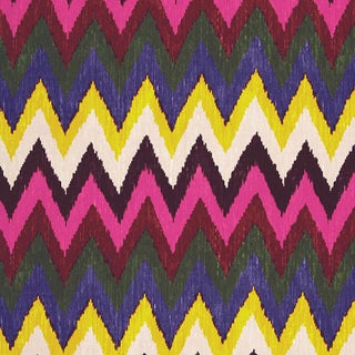 Sample- Schumacher Adras Ikat Print Fabric in Jewel For Sale