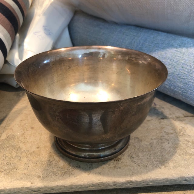 Paul Revere reproduction for Cartier sterling 1227B Sterling silver bowl Needs a little polishing. The bottom base as a...