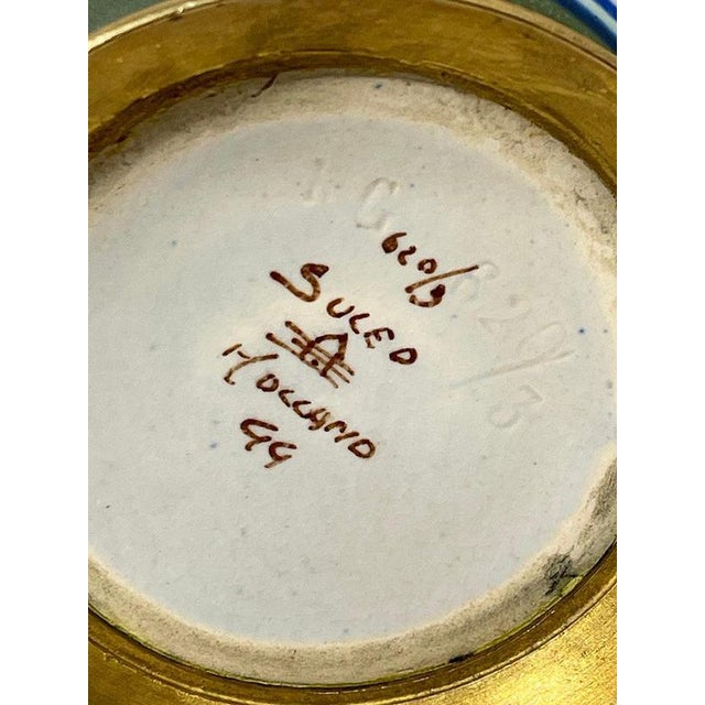 Dutch Earthenware Vase with Feather Decor from PZH Gouda, Holland, 1910 For Sale - Image 6 of 9