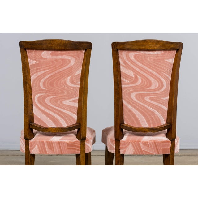 1940s French Parisian Art Deco Oak Dining Chairs in Blush Velvet - Set of 6 For Sale - Image 13 of 18