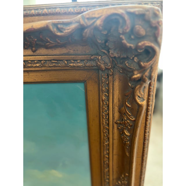 Wood Mid 20th Century Original Oil on Canvas Painting of Venice With Stunning Carved and Gilded Wood Frame by De Taro For Sale - Image 7 of 8