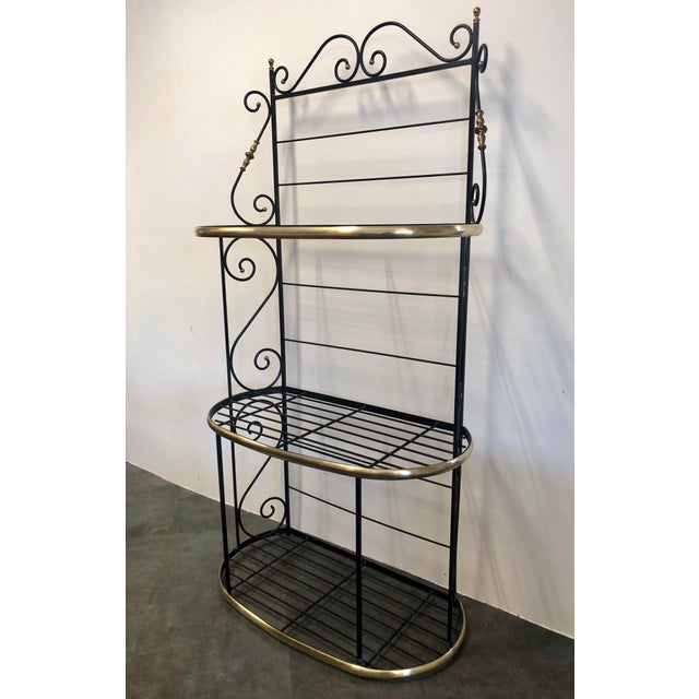 Vintage Brass and Black Wrought Iron 3 Tier Baker’s Rack Chairish