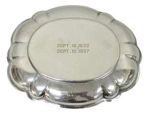 Vintage Gorham Yc 644 Engraved Silver Plated Small Scalloped Serving Dish