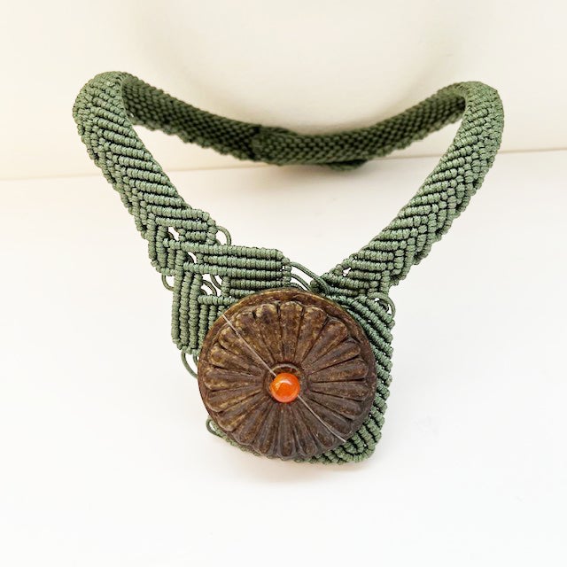 1990s Cambodia Macramé Metal & Jade Necklace For Sale - Image 10 of 10