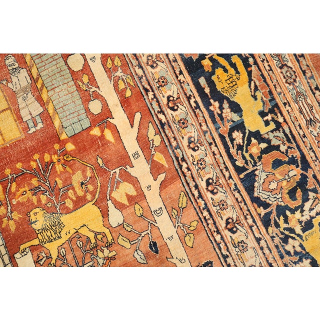 Brown Late 20th Century Hadji Jalili Tabriz Animal Pictorial Prayer Rug For Sale - Image 8 of 18