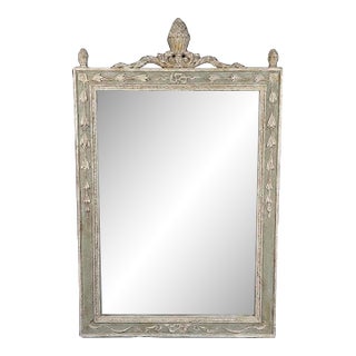 Mid 20th Century Swedish Gustavian Style Trumeau Wall Mirror With Laurel Swags - Newly Painted For Sale