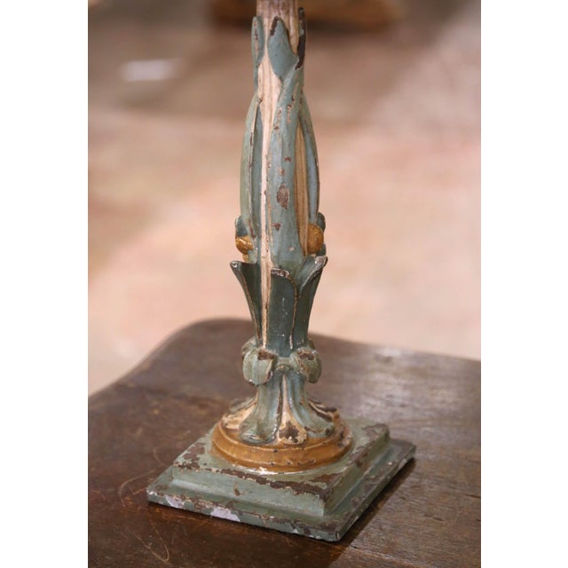 Pair of Mid 19th Century Italian Carved and Painted Parrot Candlestick Stands For Sale - Image 10 of 12