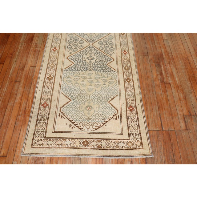 Textile Antique Zabihi Collection Persian Serab Runner - 3'5" x 12' For Sale - Image 7 of 8