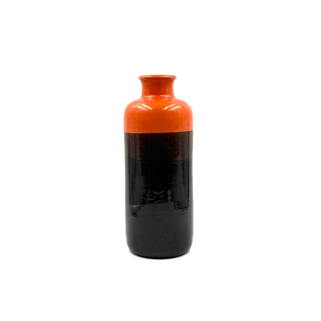 Mid-Century Modern Mid-Century Orange & Brown Ceramic Vase, Aldo Londi Bitossi Italy 1970s For Sale - Image 3 of 9