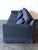 1960s Vintage Mid-Century Navy Jacquard Skirted Tuxedo Sofa For Sale - Image 13 of 18