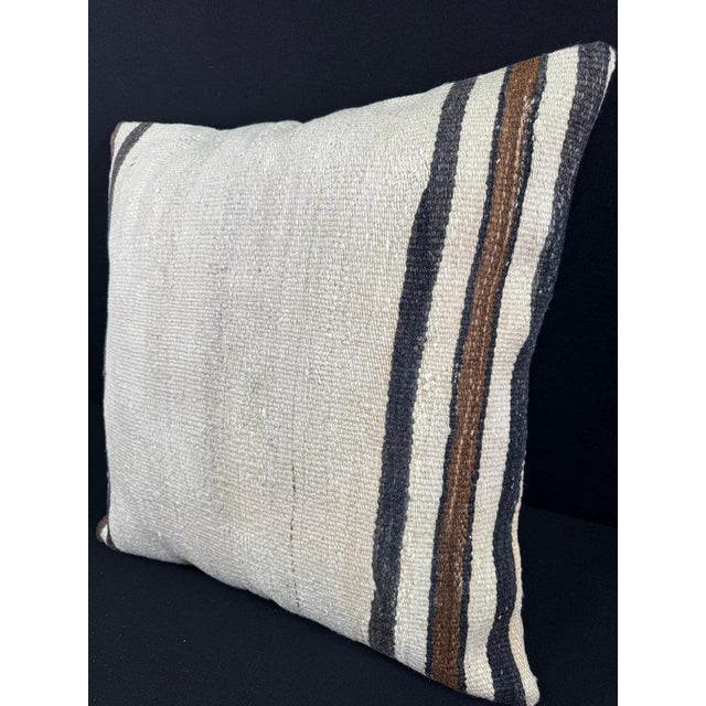 Contemporary Turkish Hemp Pillow Cushion Natural Beige Black Pillow Cushion Cover 24"x24" For Sale - Image 3 of 4