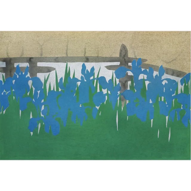 Framed 'Irises' Print in Natural Maple by K. Sekka For Sale