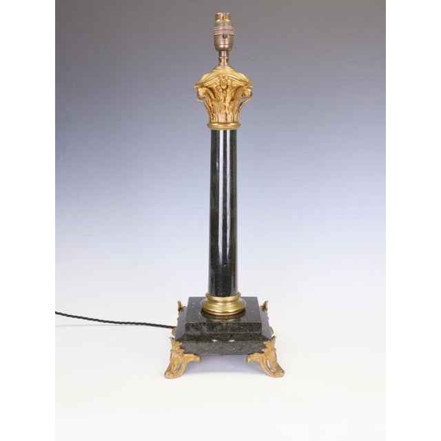 Antique 19th Century French Black Marble Column Table Lamp with Gilt Rococo, 1890 For Sale - Image 4 of 17