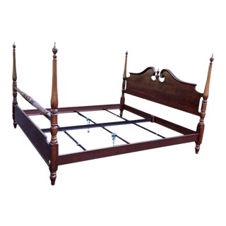 1980s Ethan Allen Georgian Court Collection King Size 4 Poster Bed For Sale