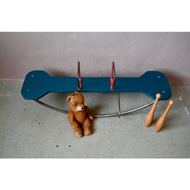 Vintage Children's Rocking Chair in Wood and Metal, 1960s For Sale - Image 4 of 9