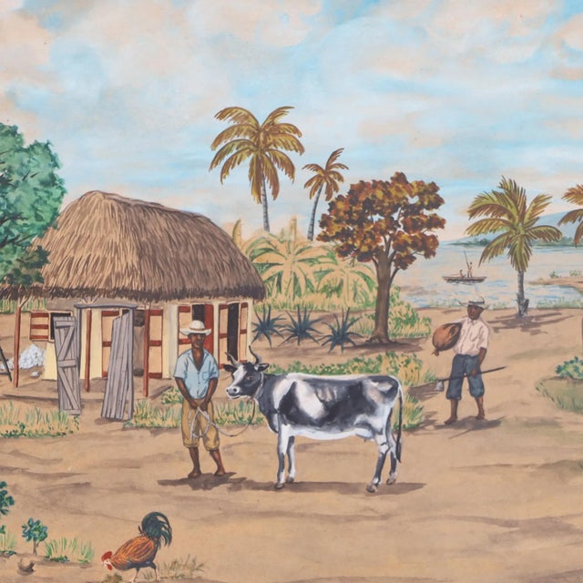 Folk Art Two Vintage Haitian Watercolors on Paper by D. Duclair For Sale - Image 3 of 10