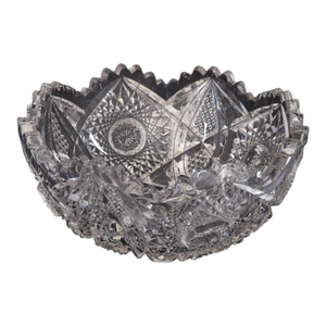 American Brilliant Period Cut Crystal Bowl – 7" – Deep Hobstars & Sawtooth Rim
