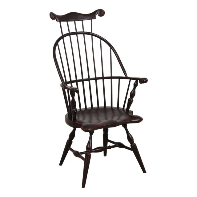 Bench Made Bow Back Painted Finish Windsor Chair For Sale