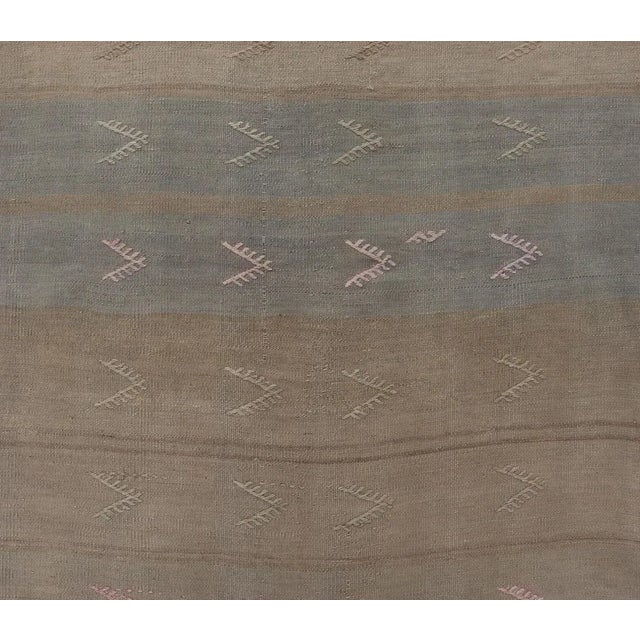 Mid 20th Century Vintage Kilim Runner With Stripes and Geometric Tribal Motifs in Light Tones For Sale - Image 11 of 12