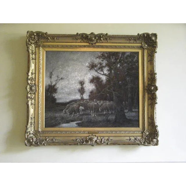 Late 19th Century "Sheep Herder" Landscape Oil Painting by Adolf Kaufmann, Framed For Sale - Image 12 of 12