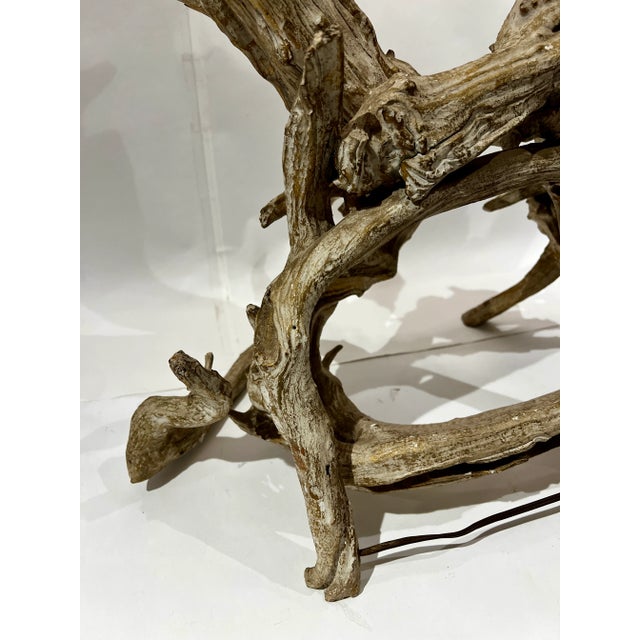 MCM Vintage Driftwood Lamp Table Desk Lamp Organic Coastal Decor Original Finial For Sale - Image 9 of 10