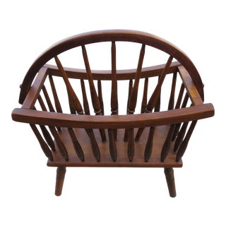 Solid Oak Vintage Newspaper Stand Magazine Rack For Sale