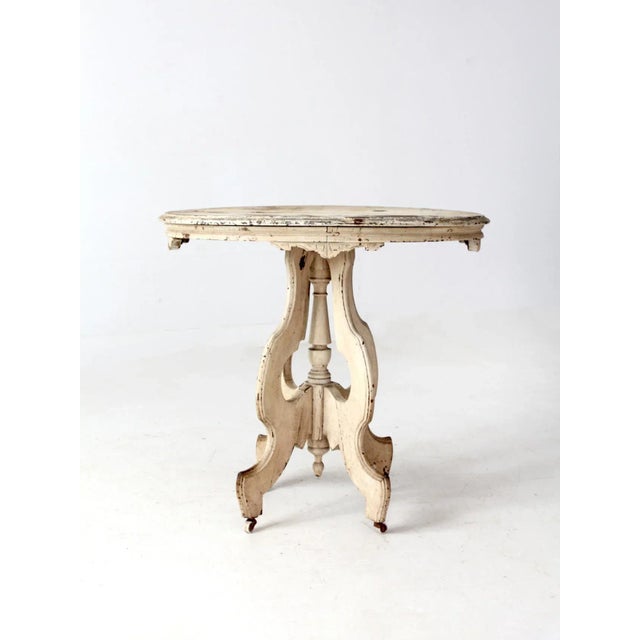 Wood Antique Victorian East Lake Style Accent Table For Sale - Image 7 of 16