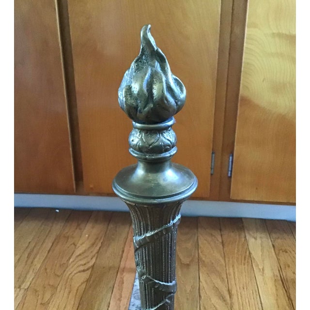 Metal 1920s Solid Brass Traditional Andirons - a Pair For Sale - Image 7 of 10