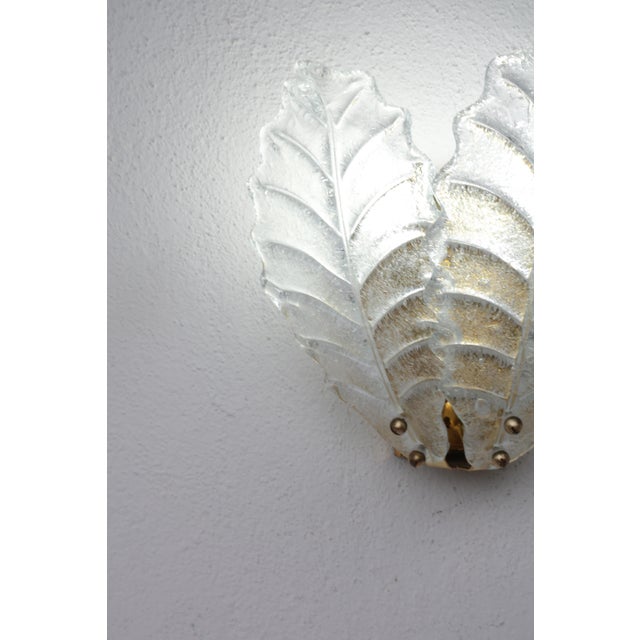 1970s Taormina, Elegant Murano Wall Light Transparent Leaves - Set of 2 For Sale - Image 12 of 16