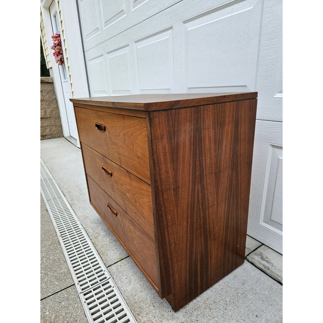 Lane Furniture Walnut Three Drawer Chest of Drawers Dresser For Sale - Image 6 of 10