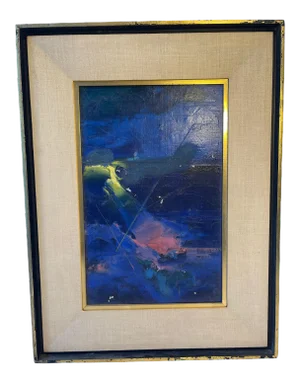 Mid 20th Century “Sound” Abstract Oil Painting by Earl Daniels, Framed