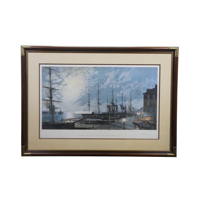 Two vintage signed John Stobart nautical maritime seascape lithograph prints featuring clipper sailboats / ships in the...