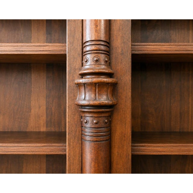 Napoleon III 2-Body Bookcase in Oak and Walnut For Sale - Image 5 of 6
