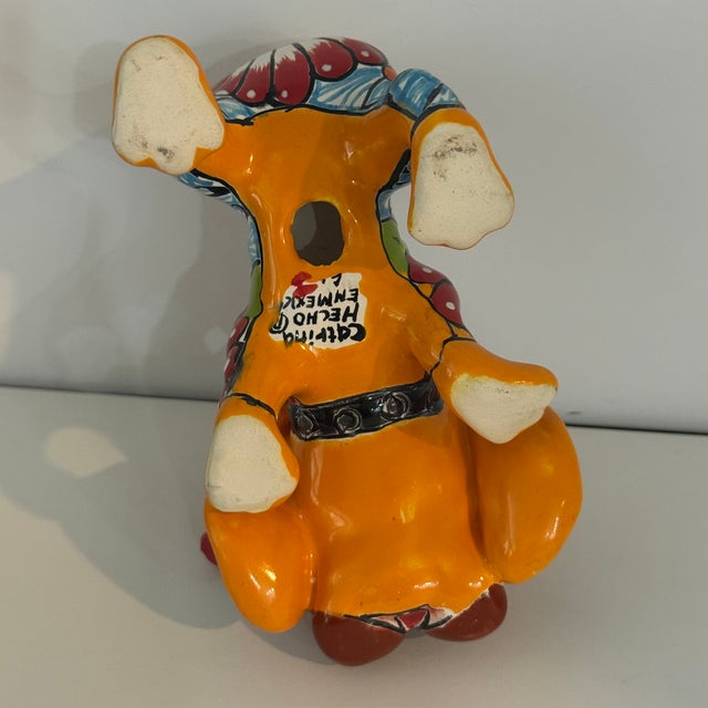 Talavera Mexican Pottery Dog Hound, Christmas Puppy, Hand Painted Dog Statue For Sale - Image 11 of 12