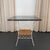 Lovely rustic, country, indoor or outdoor café, luncheon dining table features a nicely grained, deep green square marble...