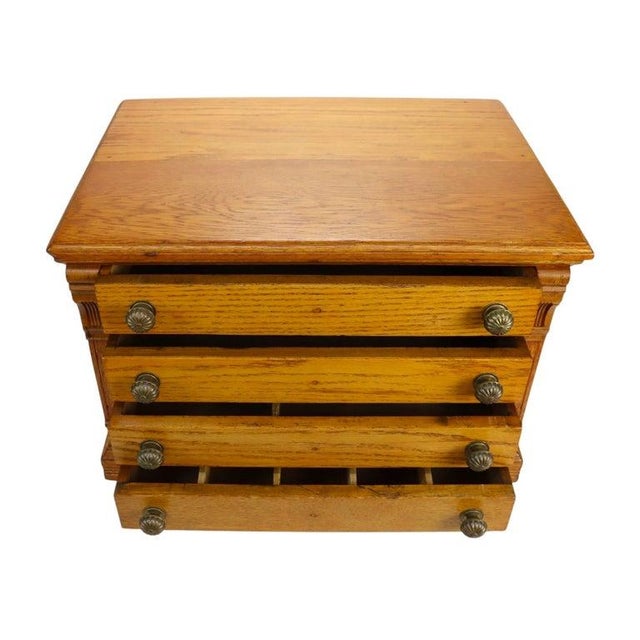 Wood J & P Coats Attr Oak 4 Drawer Spool Cabinet C1900 For Sale - Image 7 of 10